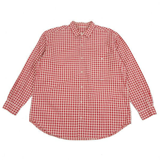 Papas Red Ivory Cotton Check Long Sleeve Shirt Size L