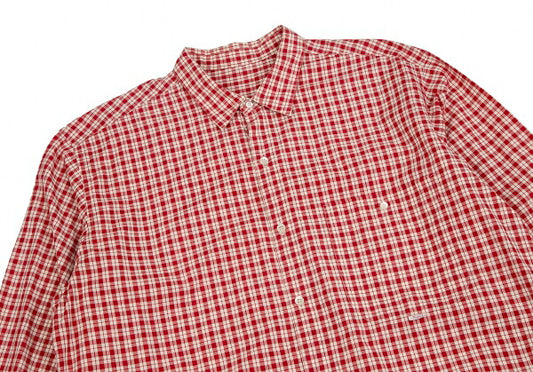 Papas Red Ivory Cotton Check Long Sleeve Shirt Size L
