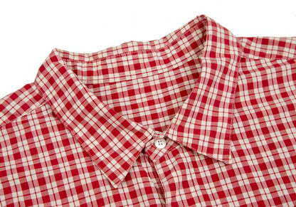 Papas Red Ivory Cotton Check Long Sleeve Shirt Size L