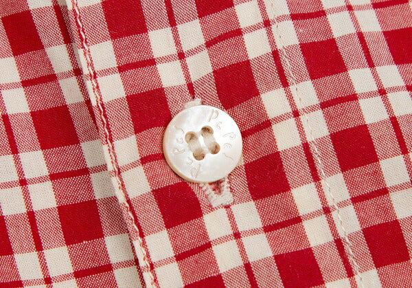 Papas Red Ivory Cotton Check Long Sleeve Shirt Size L