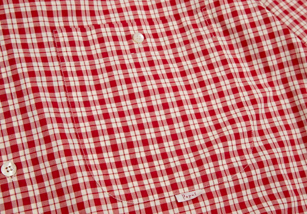 Papas Red Ivory Cotton Check Long Sleeve Shirt Size L