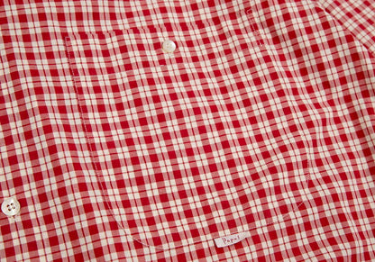 Papas Red Ivory Cotton Check Long Sleeve Shirt Size L
