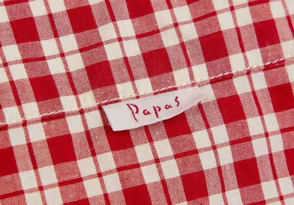 Papas Red Ivory Cotton Check Long Sleeve Shirt Size L