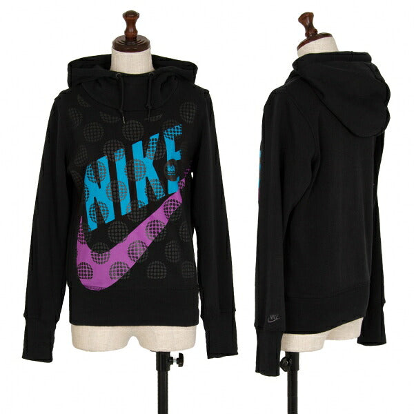 NIKE x COMME des GARCONS Dot Logo Print Fleece Hoodie Black Size M