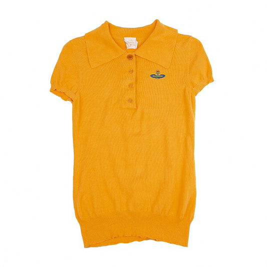 Vivienne Westwood Orb Embroidered Knit Shirt Yellow Polo Size M