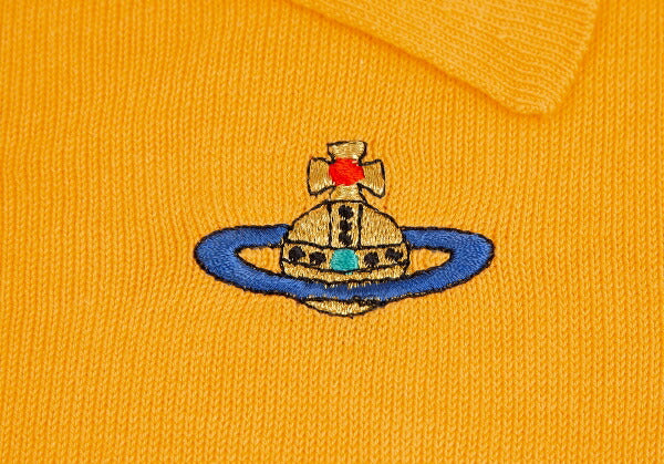 Vivienne Westwood Orb Embroidered Knit Shirt Yellow Polo Size M
