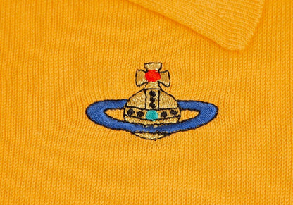 Vivienne Westwood Orb Embroidered Knit Shirt Yellow Polo Size M