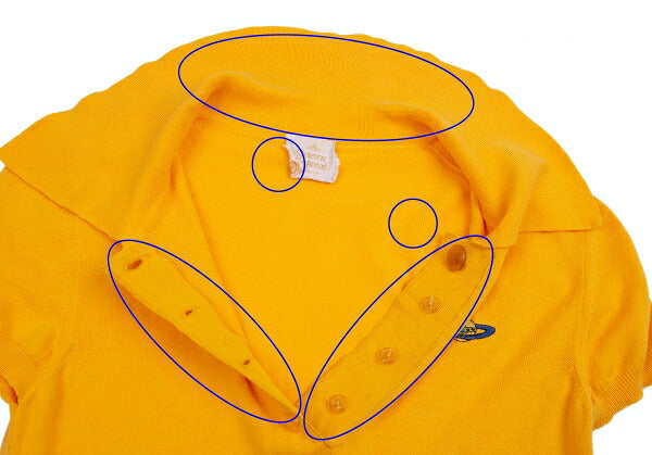 Vivienne Westwood Orb Embroidered Knit Shirt Yellow Polo Size M