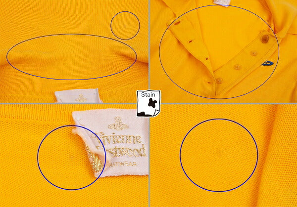 Vivienne Westwood Orb Embroidered Knit Shirt Yellow Polo Size M