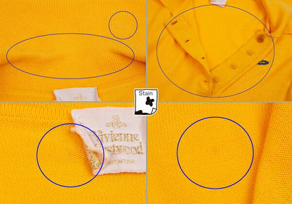 Vivienne Westwood Orb Embroidered Knit Shirt Yellow Polo Size M