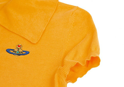 Vivienne Westwood Orb Embroidered Knit Shirt Yellow Polo Size M