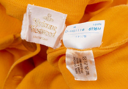 Vivienne Westwood Orb Embroidered Knit Shirt Yellow Polo Size M