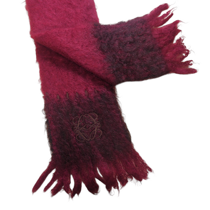 LOEWE Bordeaux Anagram Mohair Fringe Muffler