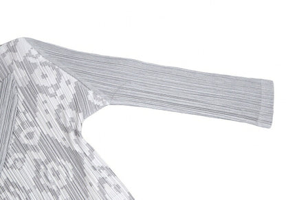 PLEATS PLEASE Geometric Jacquard Long Jacket Gray Size 2