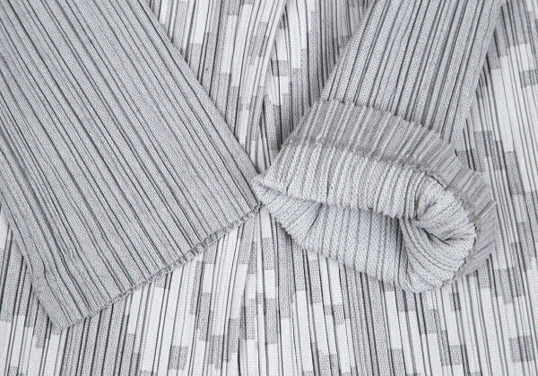 PLEATS PLEASE Geometric Jacquard Long Jacket Gray Size 2