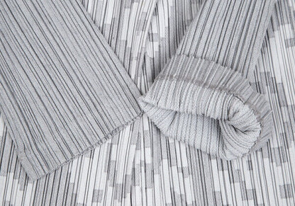 PLEATS PLEASE Geometric Jacquard Long Jacket Gray Size 2