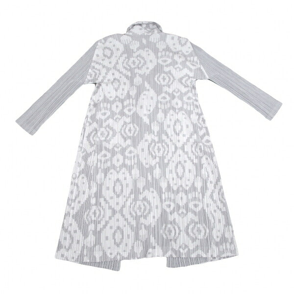 PLEATS PLEASE Geometric Jacquard Long Jacket Gray Size 2