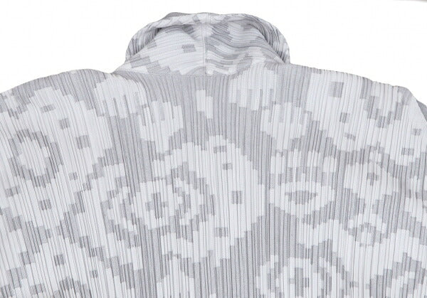PLEATS PLEASE Geometric Jacquard Long Jacket Gray Size 2