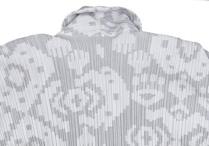 PLEATS PLEASE Geometric Jacquard Long Jacket Gray Size 2