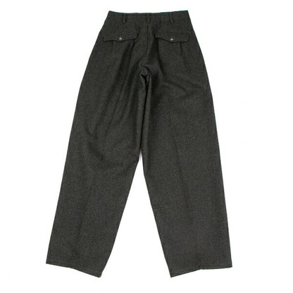 Y's for men Flannel Wool Pleated Pants Charcoal Green Size S