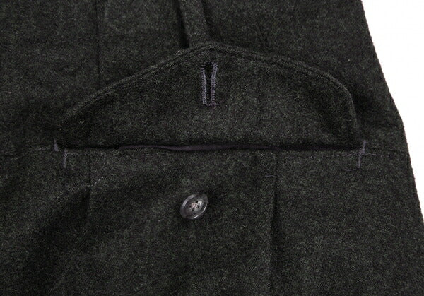 Y's for men Flannel Wool Pleated Pants Charcoal Green Size S