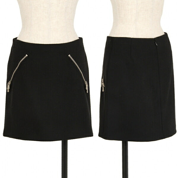 DOLCE&GABBANA Leopard Lined Double Zip Skirt Black Size 36
