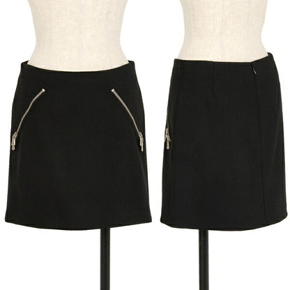 DOLCE&GABBANA Leopard Lined Double Zip Skirt Black Size 36