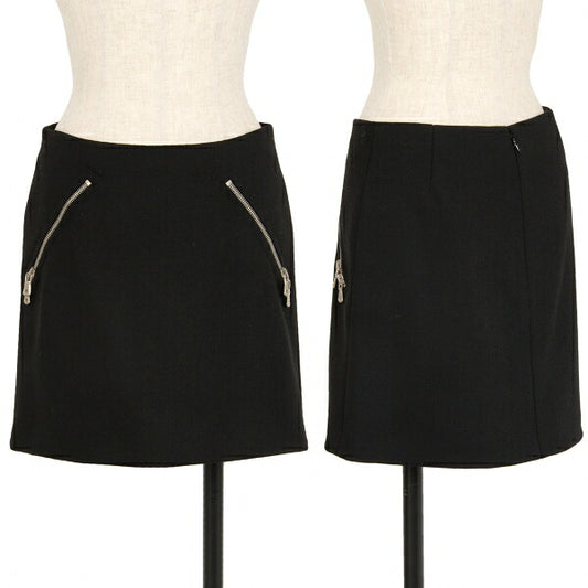 DOLCE&GABBANA Leopard Lined Double Zip Skirt Black Size 36