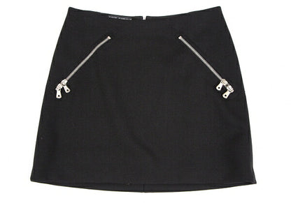 DOLCE&GABBANA Leopard Lined Double Zip Skirt Black Size 36