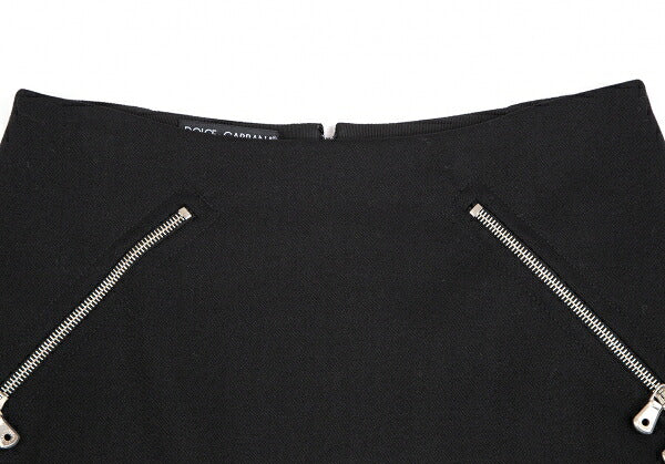 DOLCE&GABBANA Leopard Lined Double Zip Skirt Black Size 36