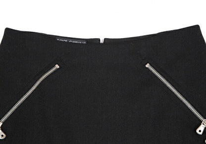 DOLCE&GABBANA Leopard Lined Double Zip Skirt Black Size 36