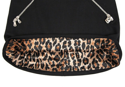 DOLCE&GABBANA Leopard Lined Double Zip Skirt Black Size 36