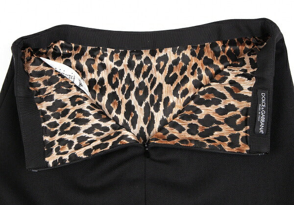 DOLCE&GABBANA Leopard Lined Double Zip Skirt Black Size 36