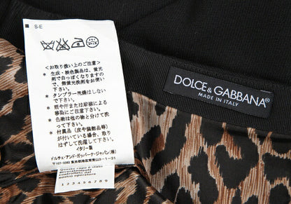 DOLCE&GABBANA Leopard Lined Double Zip Skirt Black Size 36