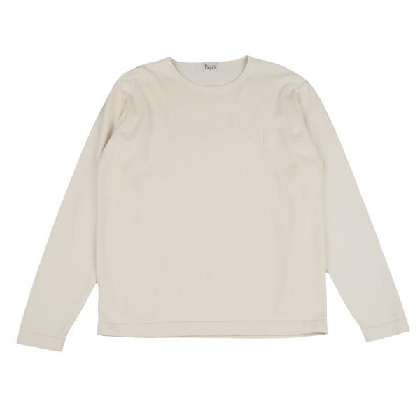 Papas Cotton Felt Patch Knit Sweater Cream Size 48M