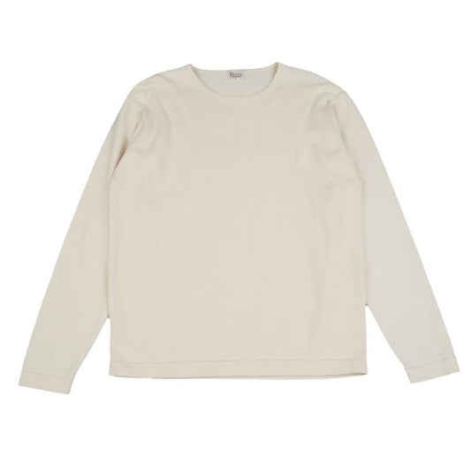Papas Cotton Felt Patch Knit Sweater Cream Size 48M