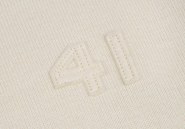 Papas Cotton Felt Patch Knit Sweater Cream Size 48M