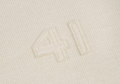 Papas Cotton Felt Patch Knit Sweater Cream Size 48M