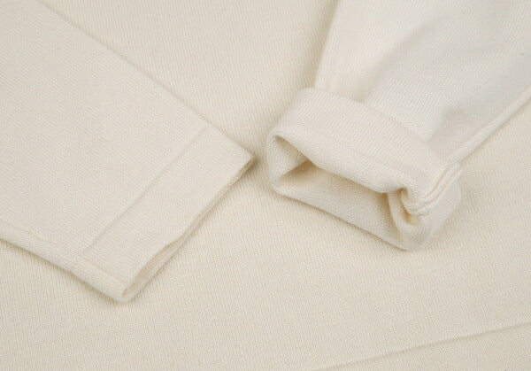 Papas Cotton Felt Patch Knit Sweater Cream Size 48M