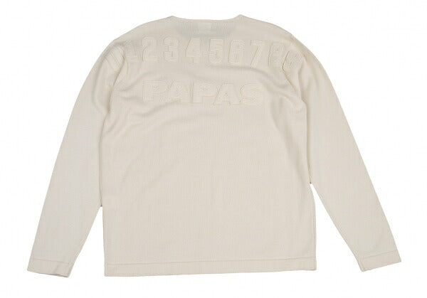 Papas Cotton Felt Patch Knit Sweater Cream Size 48M