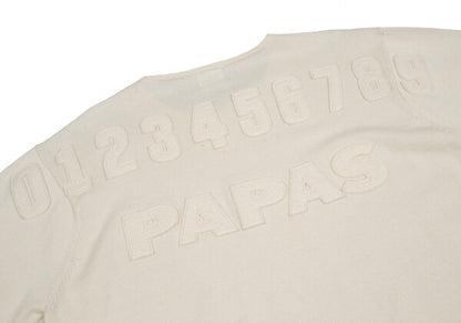 Papas Cotton Felt Patch Knit Sweater Cream Size 48M