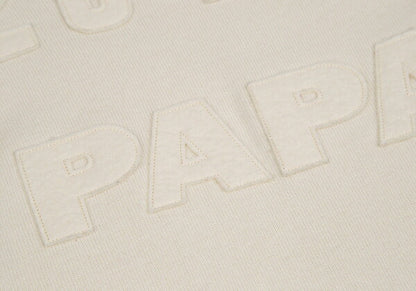 Papas Cotton Felt Patch Knit Sweater Cream Size 48M