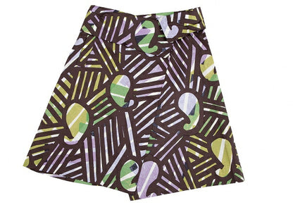 ISSEY MIYAKE Graphic Print Wrap Midi Skirt Brown Size 1