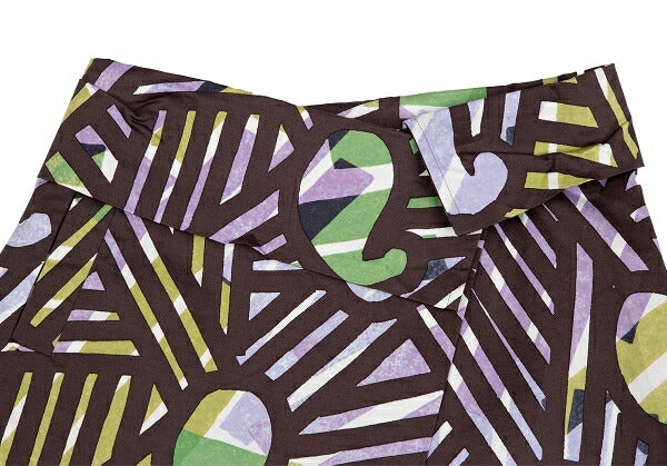 ISSEY MIYAKE Graphic Print Wrap Midi Skirt Brown Size 1