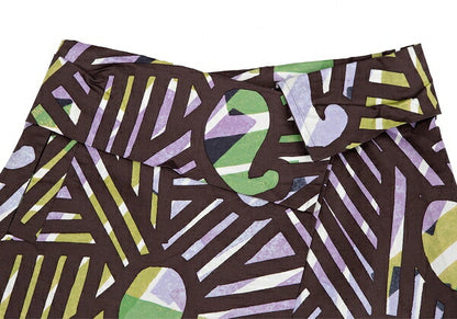 ISSEY MIYAKE Graphic Print Wrap Midi Skirt Brown Size 1