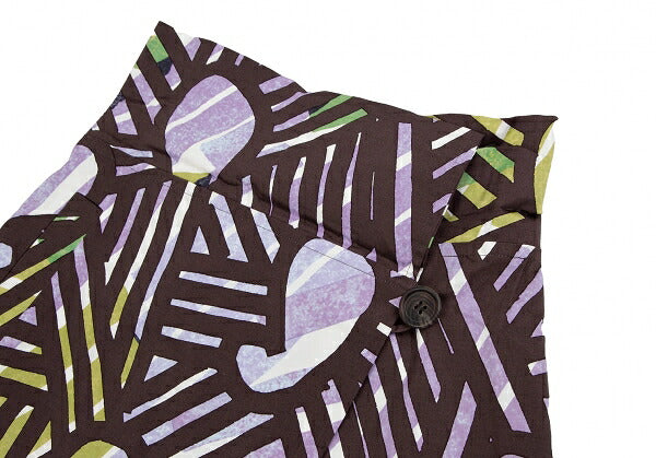 ISSEY MIYAKE Graphic Print Wrap Midi Skirt Brown Size 1