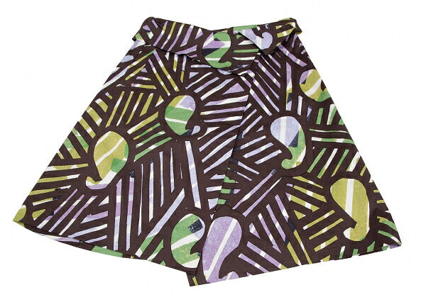 ISSEY MIYAKE Graphic Print Wrap Midi Skirt Brown Size 1