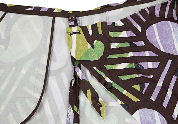 ISSEY MIYAKE Graphic Print Wrap Midi Skirt Brown Size 1