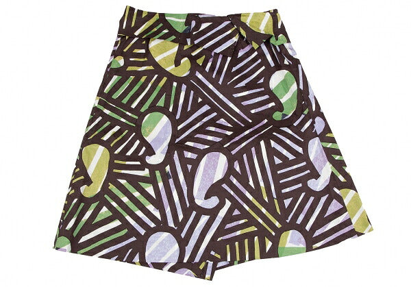 ISSEY MIYAKE Graphic Print Wrap Midi Skirt Brown Size 1