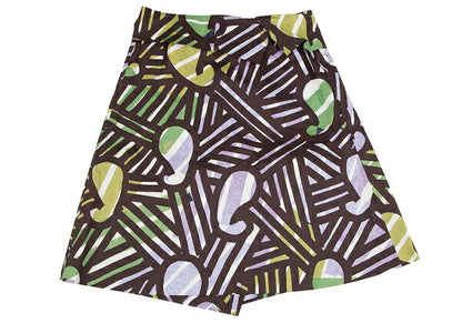 ISSEY MIYAKE Graphic Print Wrap Midi Skirt Brown Size 1